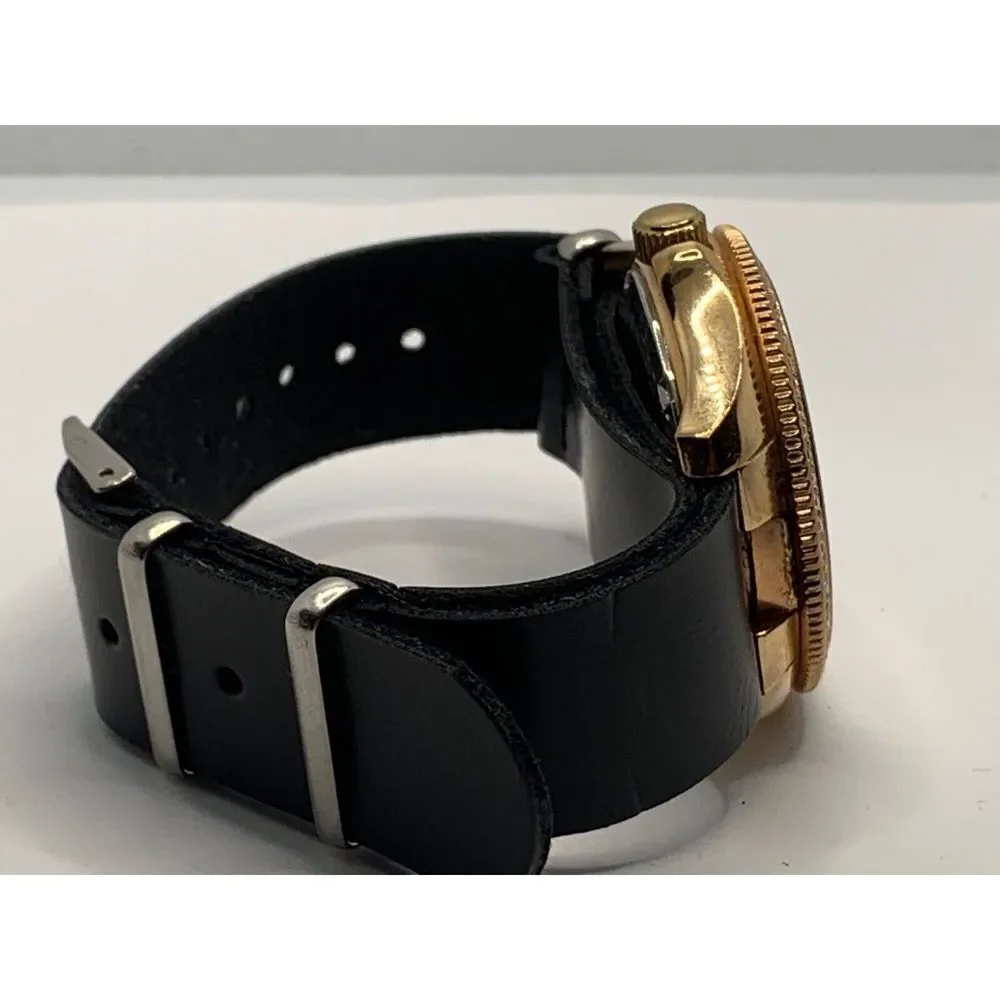 Fossil AM4616 Women's Black Leather Analog Beige Dial Quartz Wrist Watch RU263